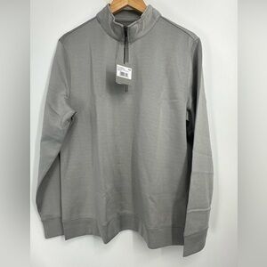 HICKEY FREEMAN Gray Mini Stripe 1/4 Zip GOLF Pullover L/S Sz M NEW